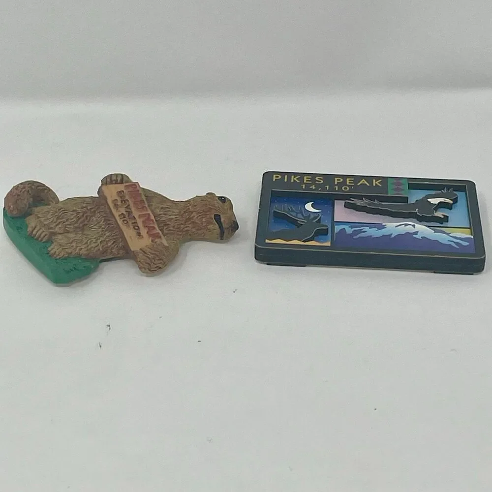 Lot of 2 Vintage Pikes Peak Colorado CO Magnets Marmot Eagle Elk Elevation 14110